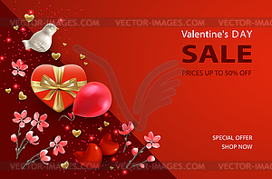 Valentine`s day banner - vector clipart