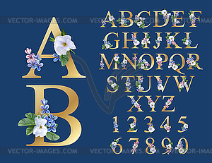 Floral Alphabet Font - vector clipart