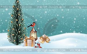 Merry Christmas and Happy New Year banner - vector clipart