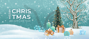 Merry Christmas and Happy New Year banner - vector image