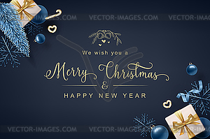 Merry Christmas and Happy New Year banner - royalty-free vector image