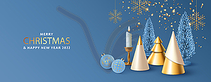 Merry Christmas and Happy New Year banner - vector clipart