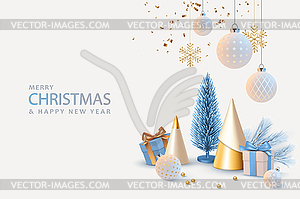 Merry Christmas and Happy New Year banner - vector image