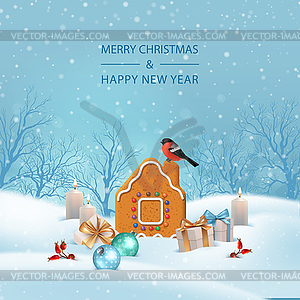 Christmas Holiday Winter Landscape - vector image