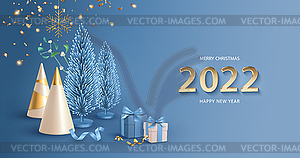 Merry Christmas and Happy New Year banner - vector clip art