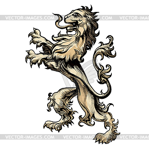 Heraldik Lowen Im Gravur Stil Gezeichnet Vector Design