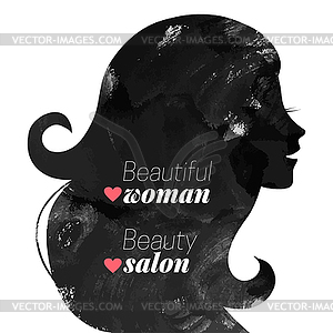 Watercolor fashion beautiful woman silhouette. - vector clipart