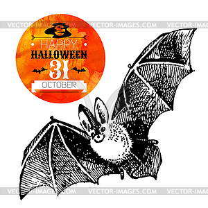 Halloween background. Typographic poster. sketch and - vector clipart