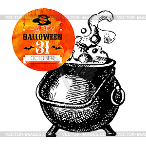Halloween background. Typographic poster. sketch and - vector clipart / vector image