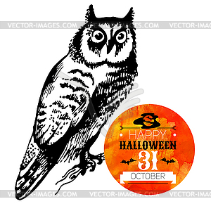 Halloween background. Typographic poster. sketch and - vector image