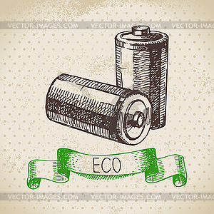 Sketch ecology vintage background. illustratio - vector clipart