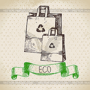 Sketch ecology vintage background. illustratio - royalty-free vector clipart