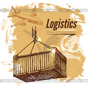 Sketch logistics and delivery background. illu - vector clipart
