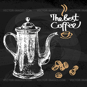 Sketch vintage coffee background - vector image