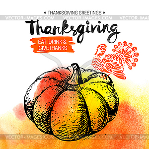 Thanksgiving Day background. Typographic poster. - vector image
