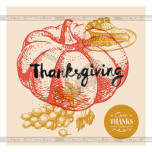 Thanksgiving Day background. Typographic poster. - vector clipart