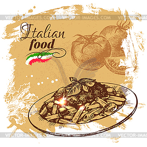 Sketch Italian food background. . R - vector clipart / vector image