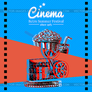 Movie cinema festival poster. background with - vector image