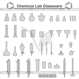 Set of chemical glassware kit - vector image