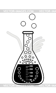 Conical graduated chemical flask with solution - vector clipart