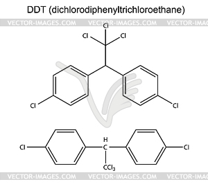 Structural chemical formula of pesticide DDT - vector clip art