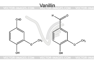 Chemical formula of vanillin molecule (flavor - vector clipart