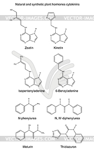 Структурные химические формулы гормонов растений - векторный клипарт Royalty-Free