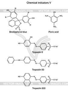 Structural formulas of chemical indicators - vector EPS clipart