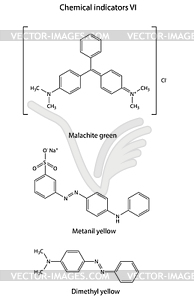 Structural formulas of chemical indicators - vector clipart