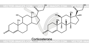 Структурные химические формулы кортикостерона - векторный клипарт