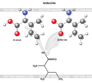 Isoleucine (Ile) - chemical structural formula and - vector clipart
