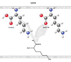 Лизин (Lys) - химическая структурная формула и - стоковый векторный клипарт