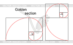 Illustration of double golden spiral (section, - vector clip art