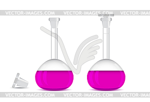 Chemical volumetric flasks - 3D - vector clipart / vector image