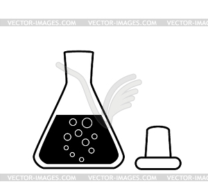 Ungraduated Erlenmeyer flask with solution - vector clip art