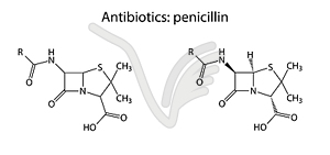 Structural chemical formulas of antibiotic - vector image