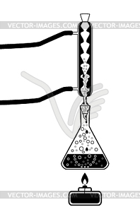 Setup for reflux - boiling of solution - vector clipart