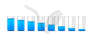 Chemical beakers with blue solution bac - vector clip art