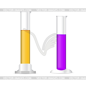 Химические цилиндры с цветными решений - изображение векторного клипарта