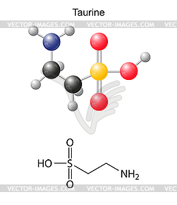 Taurine (tau) - chemical structural formula and - vector image