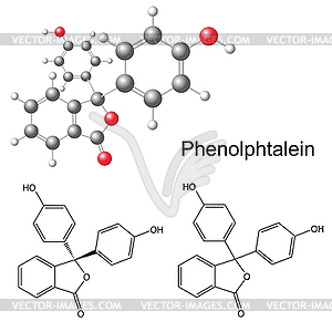 Phenolphthalein molecule - structural chemical - vector image