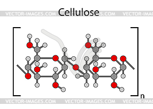 Structural chemical formula of cellulose polymer, 2 - vector image