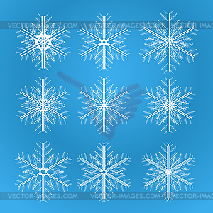 Icon set of snowflakes, 2d illustration on - vector clipart