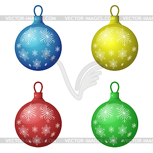 Christmas decorations icon set - color balls, 3d - vector clip art