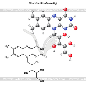 Рибофлавин молекула - витамин B - векторизованное изображение клипарта