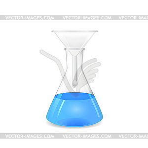 Chemical funnel set to conical flask - vector clip art