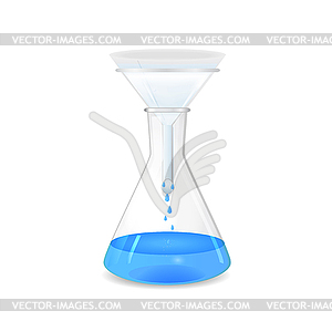 Filtration of solution in conical flask - vector clipart