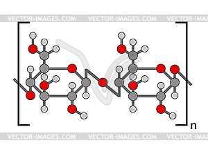Structural chemical formula of cellulose polymer - vector clipart