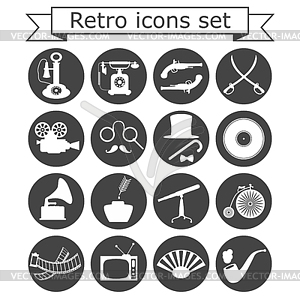 Retro icons set - vector clipart