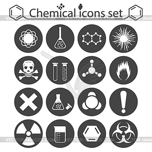 Chemical icons set - white & black vector clipart